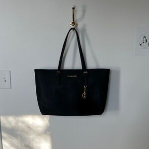 Michael Kors Black Tote with Gold Accents